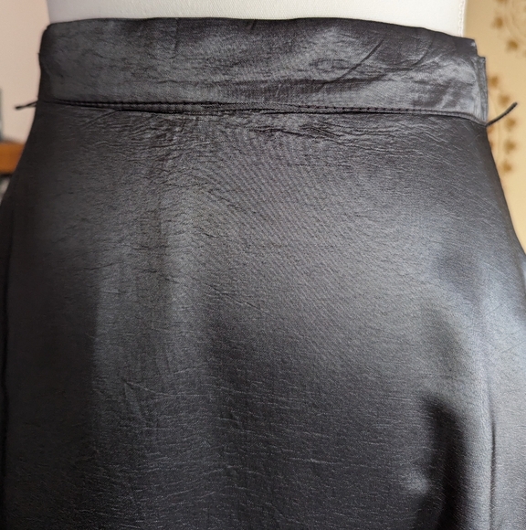 Vintage Formal Floor Length Maxi Skirt Satin Dark Grey Silver Chrome Small/Med - Picture 12 of 16